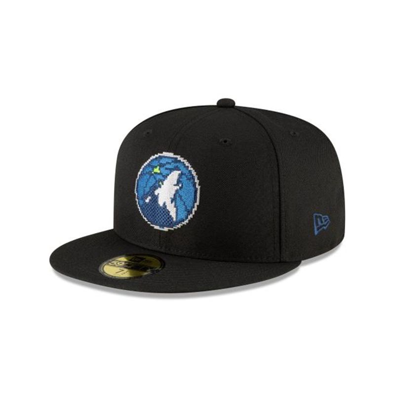 NBA Minnesota Timberwolves Pixel 59Fifty Fitted (YFV1446) - Black New Era Caps